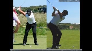 Jon Rahm golf swing  Long Iron faceon amp downtheline July 2017 [upl. by Eemaj]