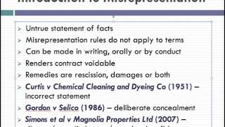 Misrepresentation Lecture 1 of 4 [upl. by Taryn]